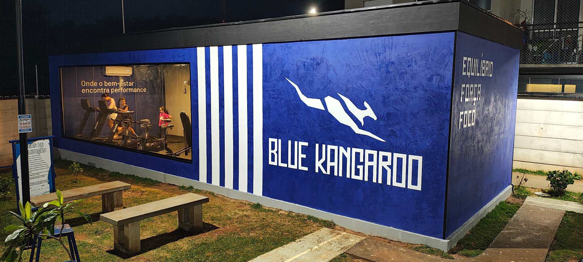 Fachada da academia Blue Kangaroo Smart no Residencial Hype em Hortolândia/SP